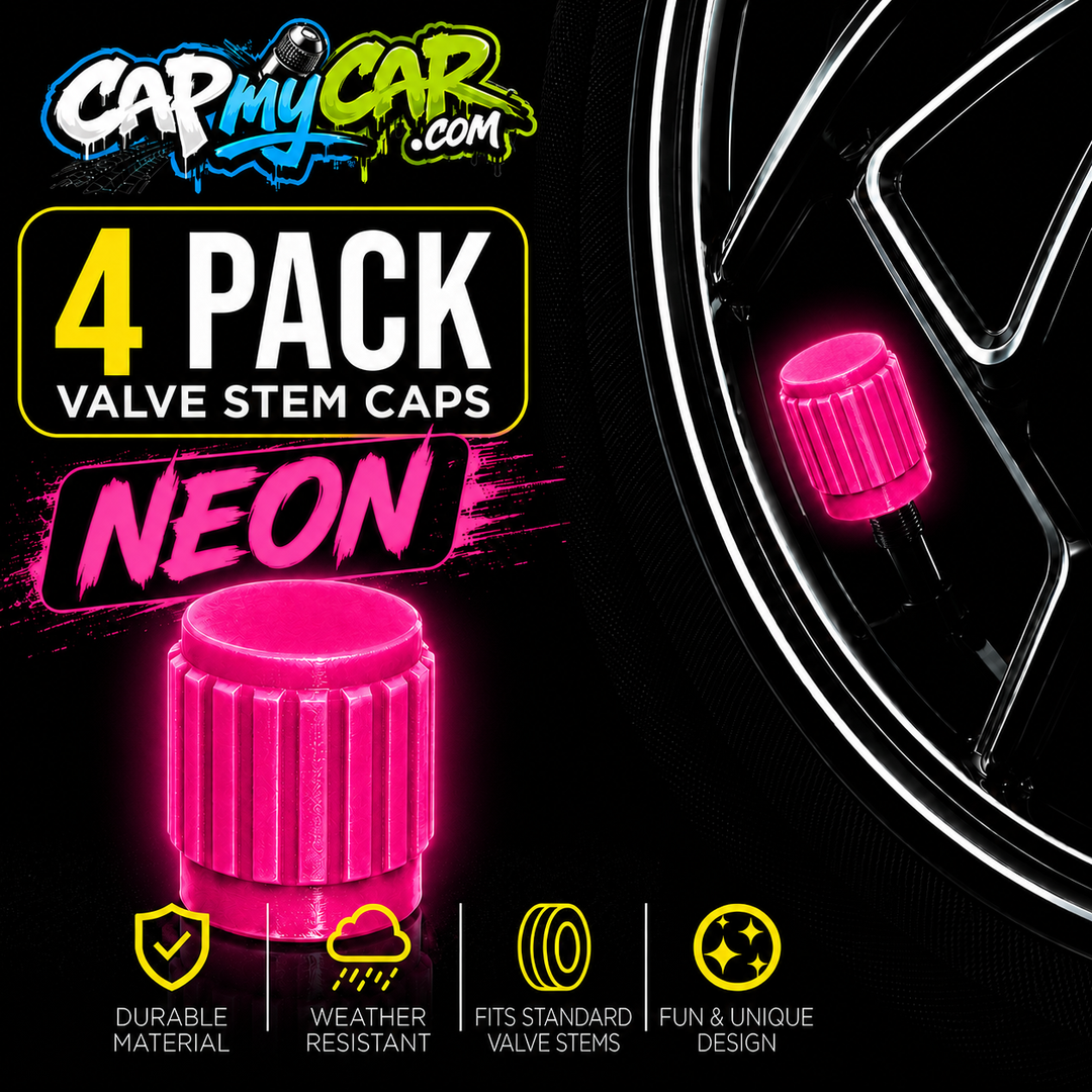 Neon Valve Stem Caps (4 Pack) – Bright Color Tire Valve Covers for Cars, Trucks &amp; Bikes