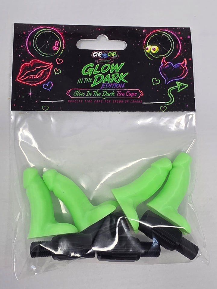 Glow in the Dark Penis Valve Stem Caps (4 Pack)