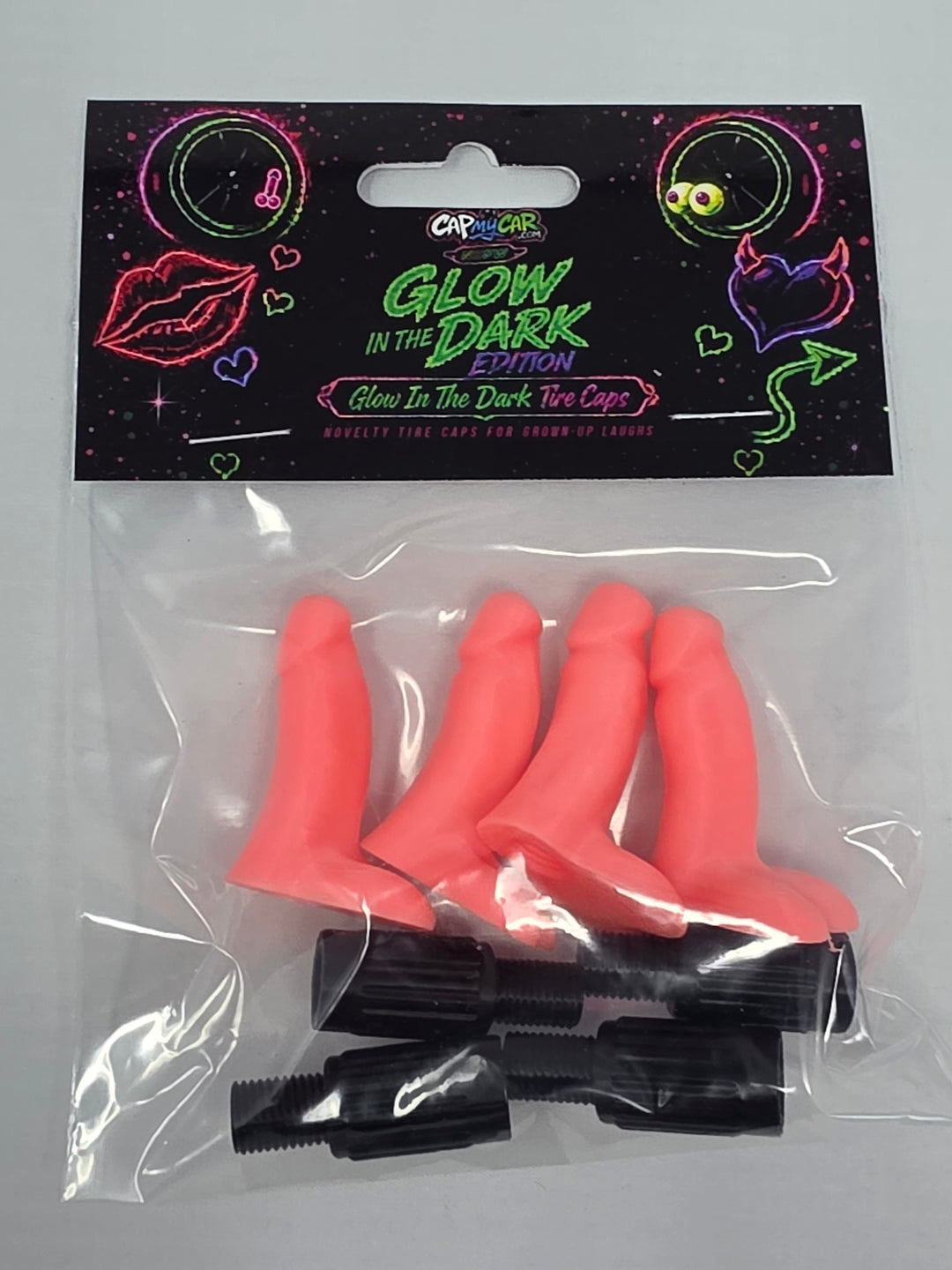 Glow in the Dark Penis Valve Stem Caps (4 Pack)