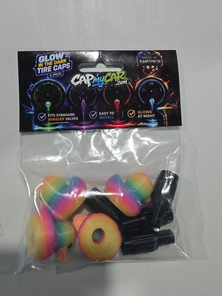 Glow in the Dark Duck Valve Stem Caps (4 Pack)