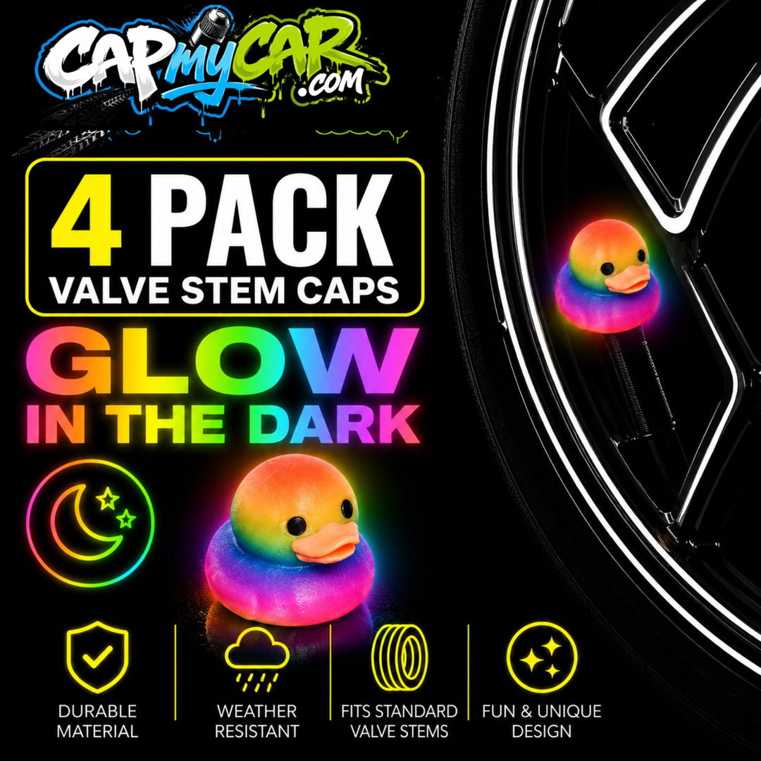 Glow in the Dark Duck Valve Stem Caps (4 Pack)