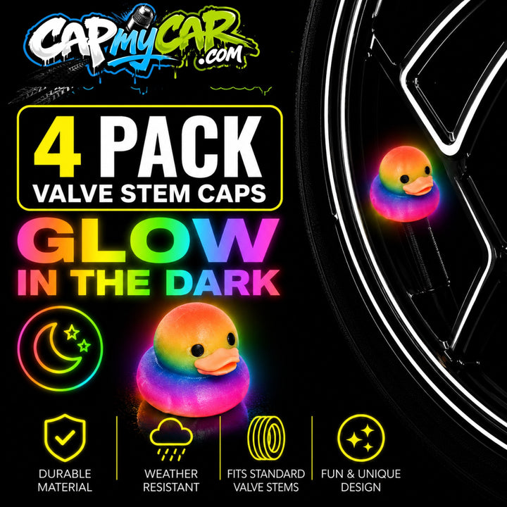 Glow in the Dark Duck Valve Stem Caps (4 Pack)