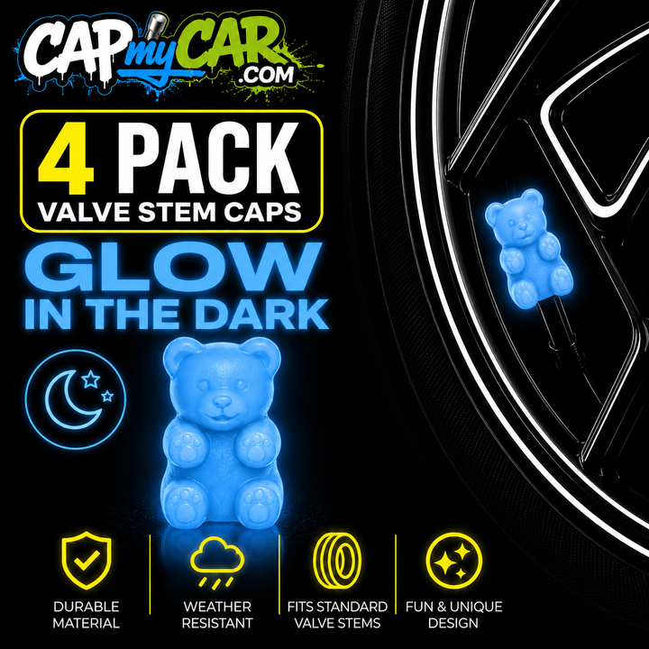 Glow in the Dark Gummy Bear Valve Stem Caps (4 Pack)