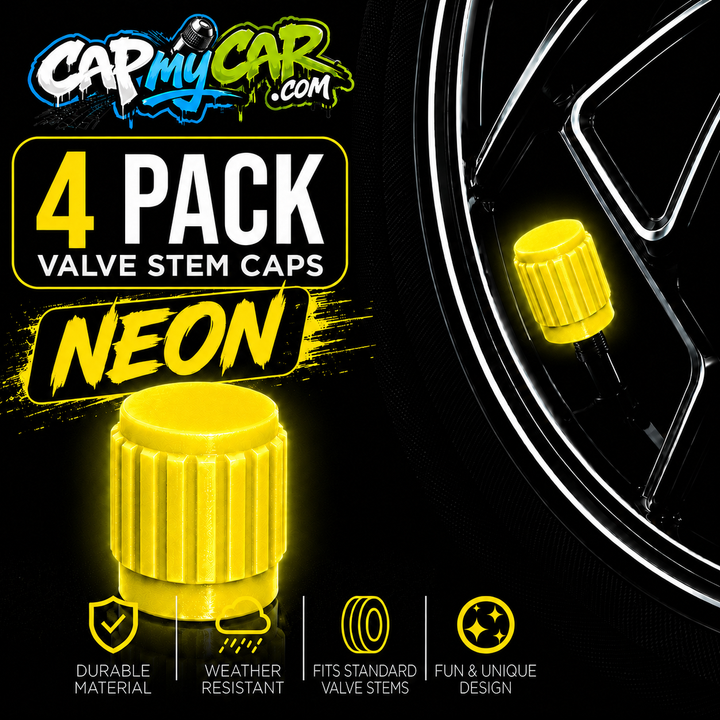 Neon Valve Stem Caps (4 Pack) – Bright Color Tire Valve Covers for Cars, Trucks &amp; Bikes