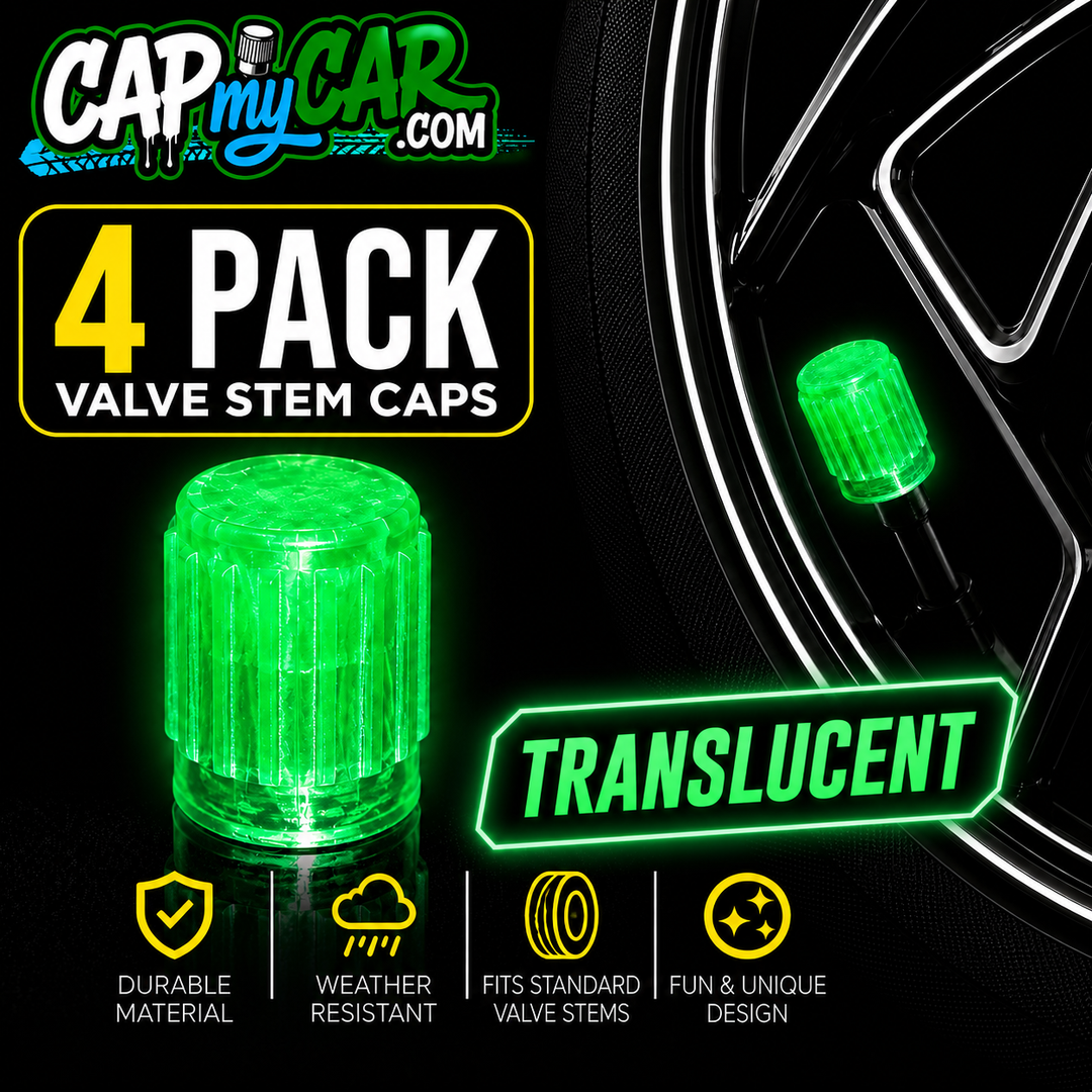 Translucent Tire Valve Stem Caps – Clear Colored 4 Pack | Cap My Car