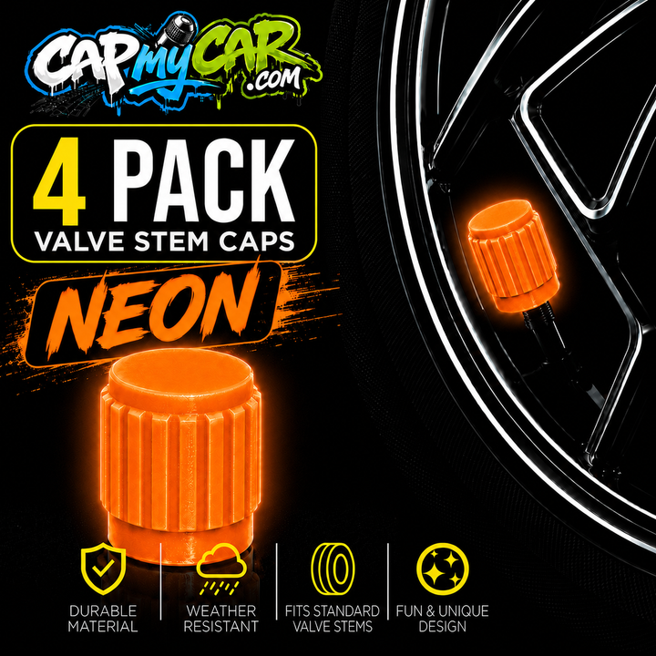 Neon Valve Stem Caps (4 Pack) – Bright Color Tire Valve Covers for Cars, Trucks &amp; Bikes