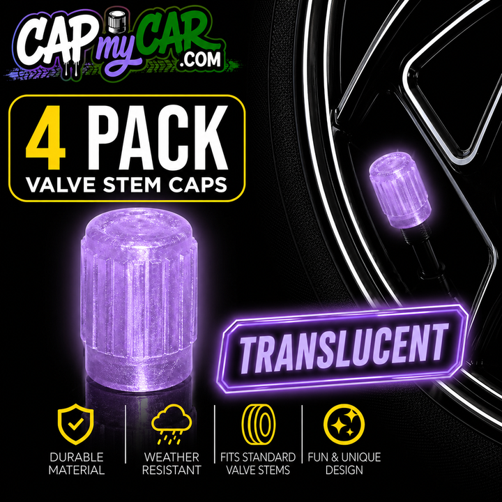 Translucent Tire Valve Stem Caps – Clear Colored 4 Pack | Cap My Car