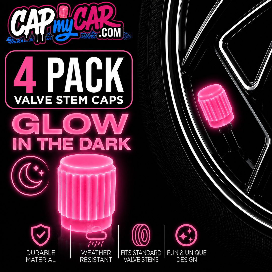 Glow in the Dark Tire Valve Stem Caps – Neon 4 Pack | Cap My Car