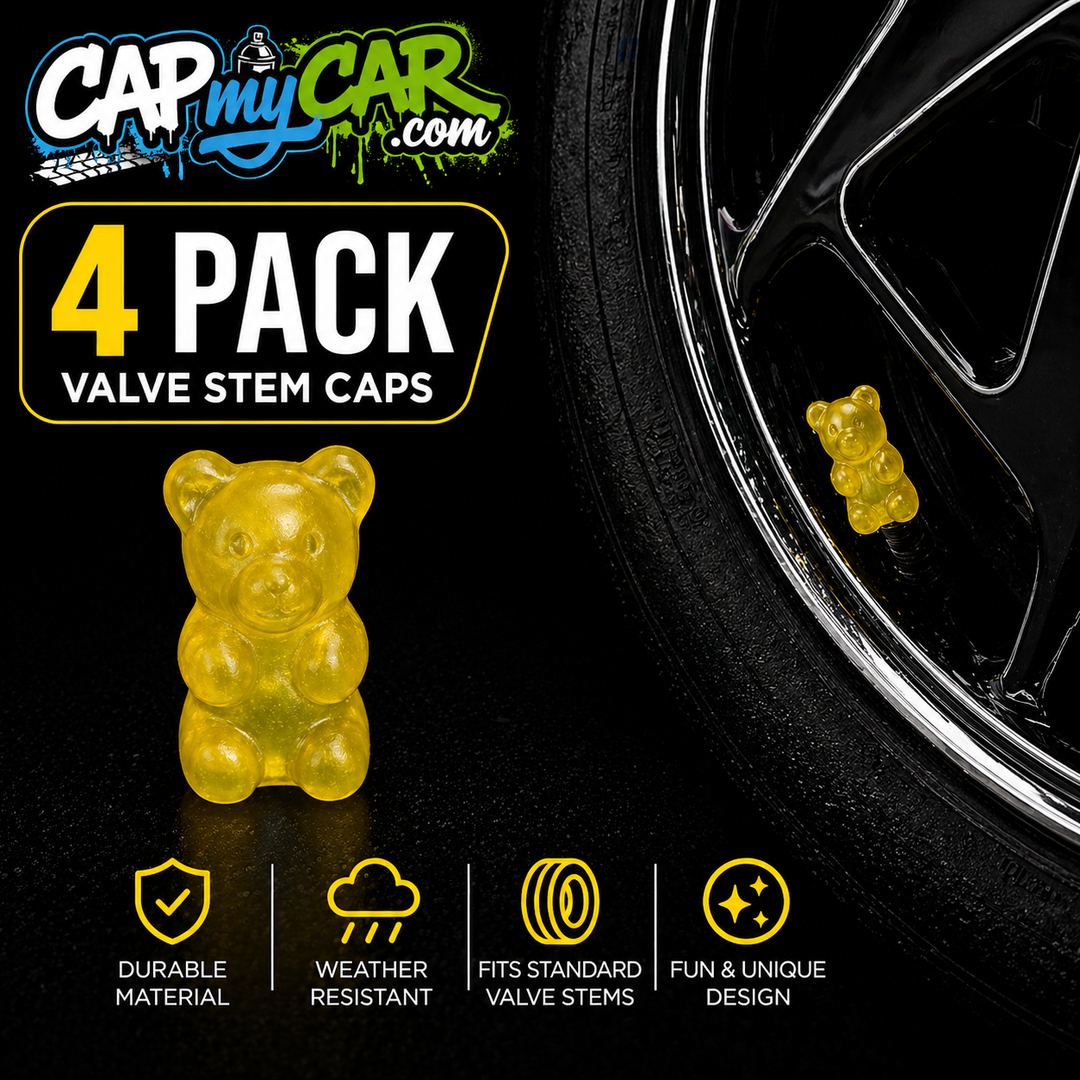Gummy Bear Valve Stem Caps (4 Pack) – Cute Candy Tire Valve Covers for Cars, Trucks &amp; Bikes | CapMyCar