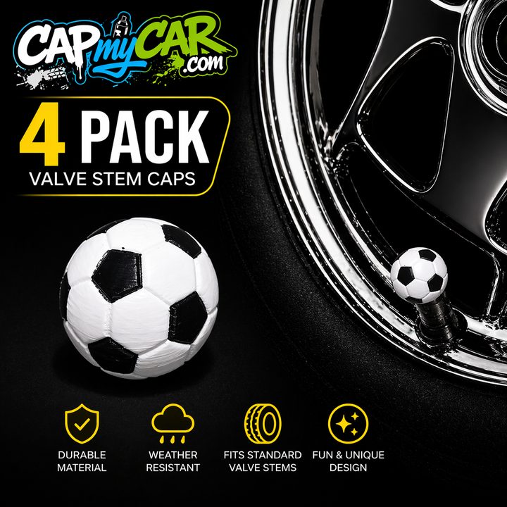 Soccer Ball Valve Stem Caps – Sports 4 Pack