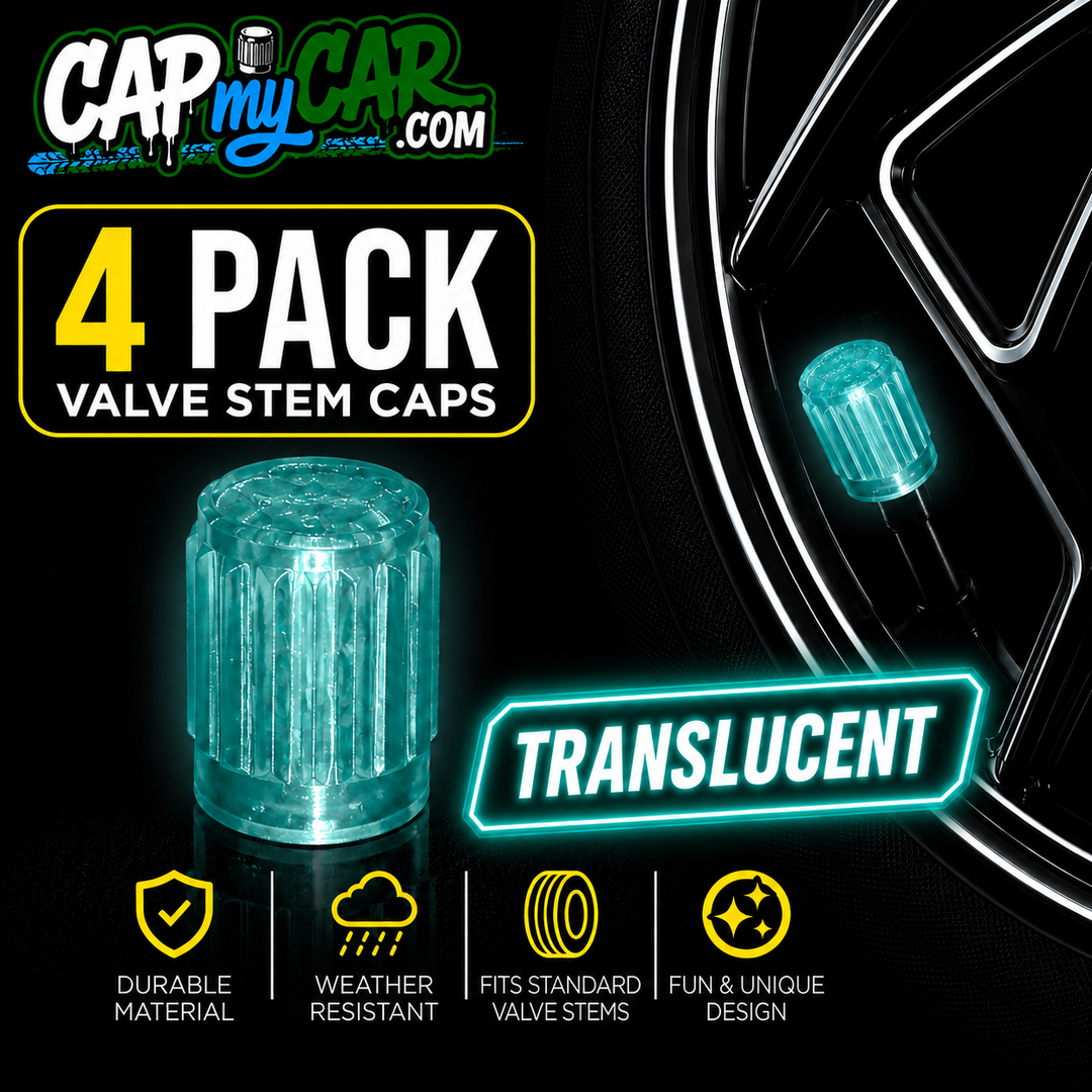 Translucent Tire Valve Stem Caps – Clear Colored 4 Pack | Cap My Car