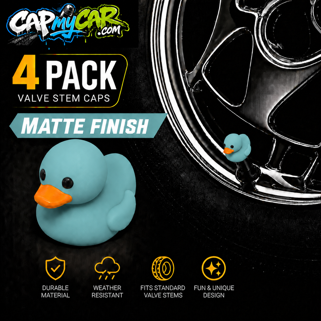 Duck Valve Stem Caps – Matte Finish Rubber Duck Tire Caps (4 Pack)