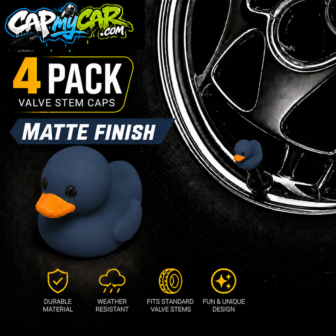 Duck Valve Stem Caps – Matte Finish Rubber Duck Tire Caps (4 Pack)