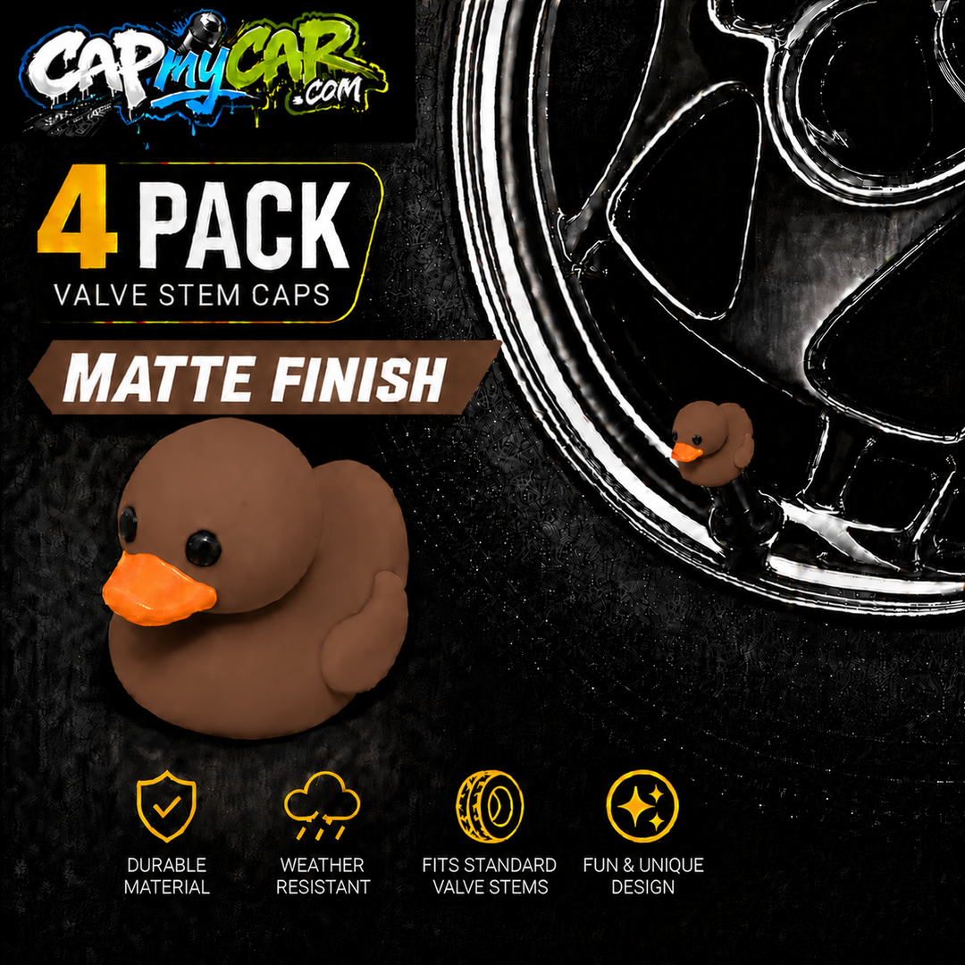 Duck Valve Stem Caps – Matte Finish Rubber Duck Tire Caps (4 Pack)