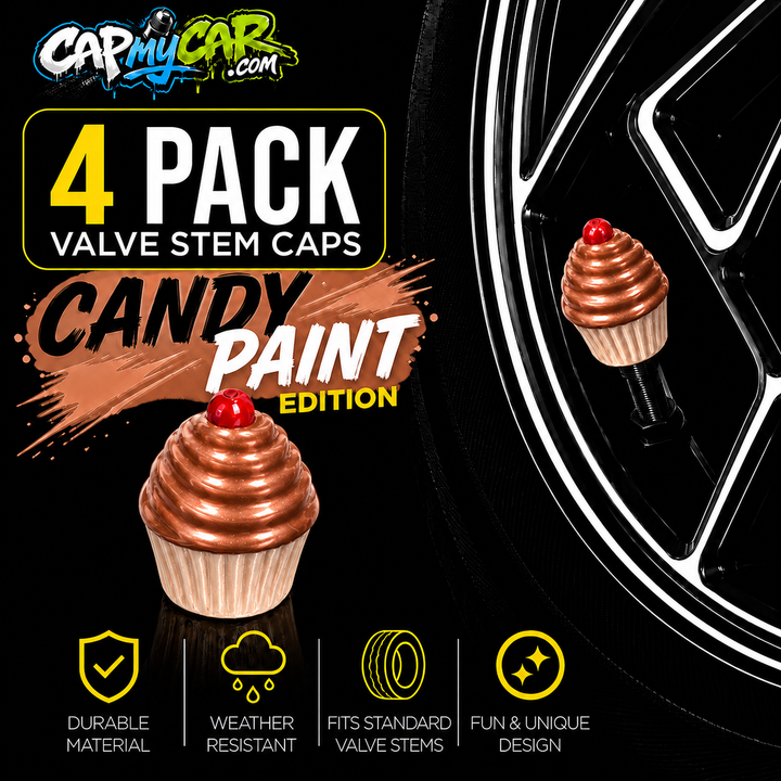 Candy Paint Cupcake Valve Stem Caps (4 Pack)