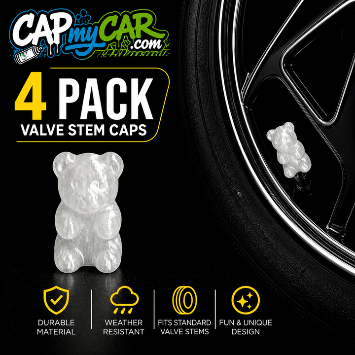 Gummy Bear Valve Stem Caps (4 Pack) – Cute Candy Tire Valve Covers for Cars, Trucks &amp; Bikes | CapMyCar