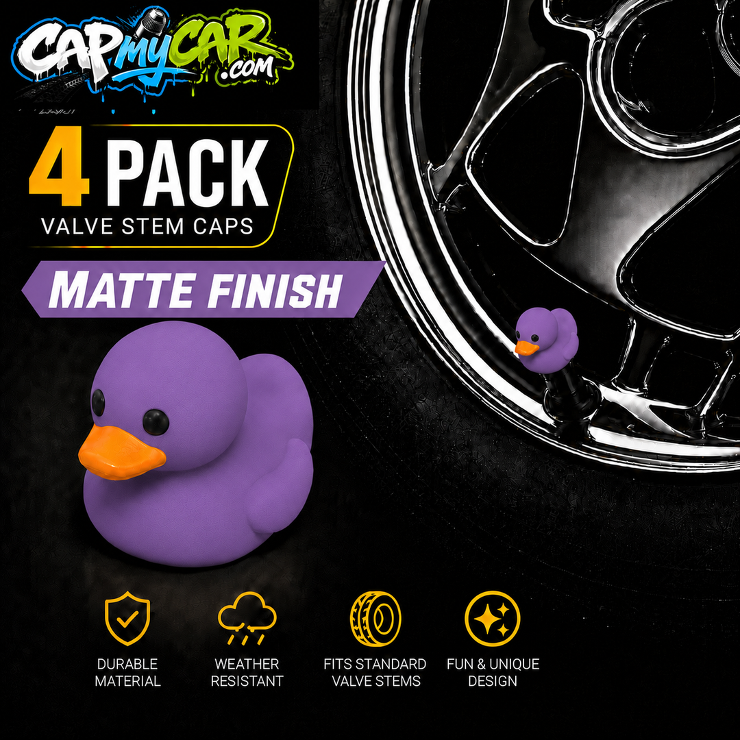 Duck Valve Stem Caps – Matte Finish Rubber Duck Tire Caps (4 Pack)
