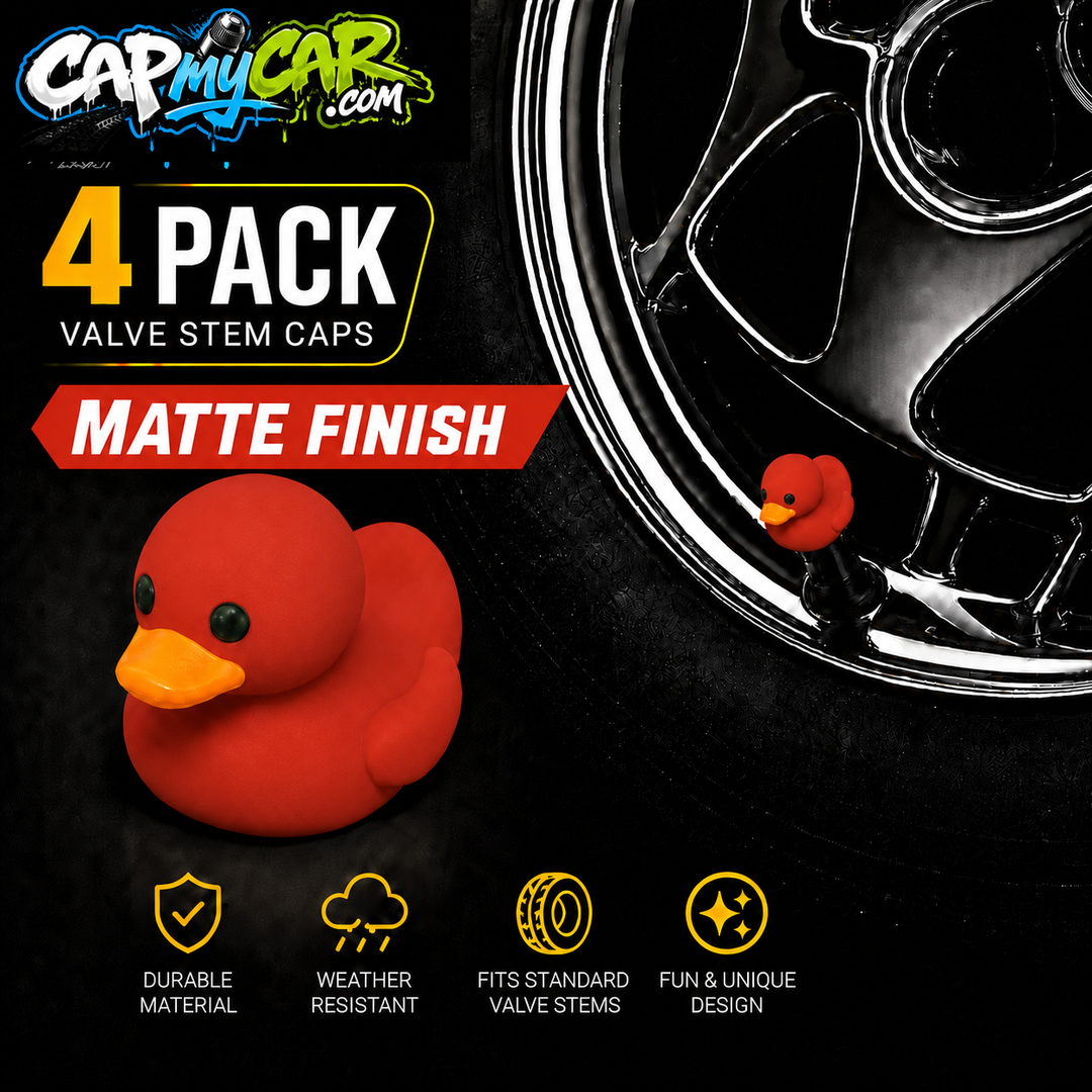 Duck Valve Stem Caps – Matte Finish Rubber Duck Tire Caps (4 Pack)