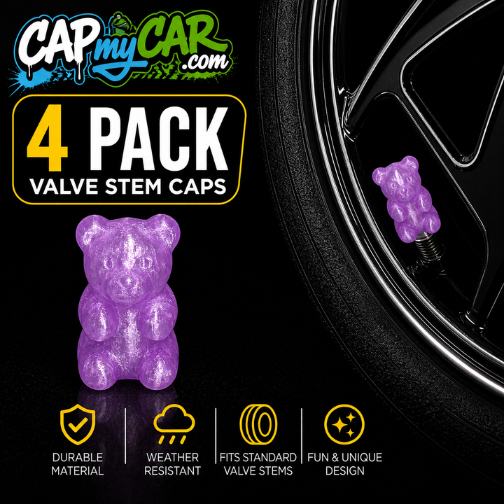 Gummy Bear Valve Stem Caps (4 Pack) – Cute Candy Tire Valve Covers for Cars, Trucks &amp; Bikes | CapMyCar