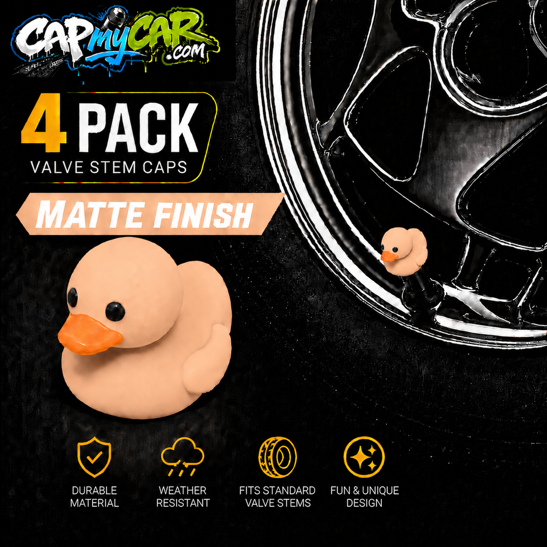 Duck Valve Stem Caps – Matte Finish Rubber Duck Tire Caps (4 Pack)