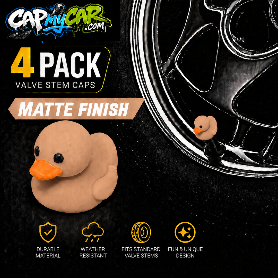 Duck Valve Stem Caps – Matte Finish Rubber Duck Tire Caps (4 Pack)