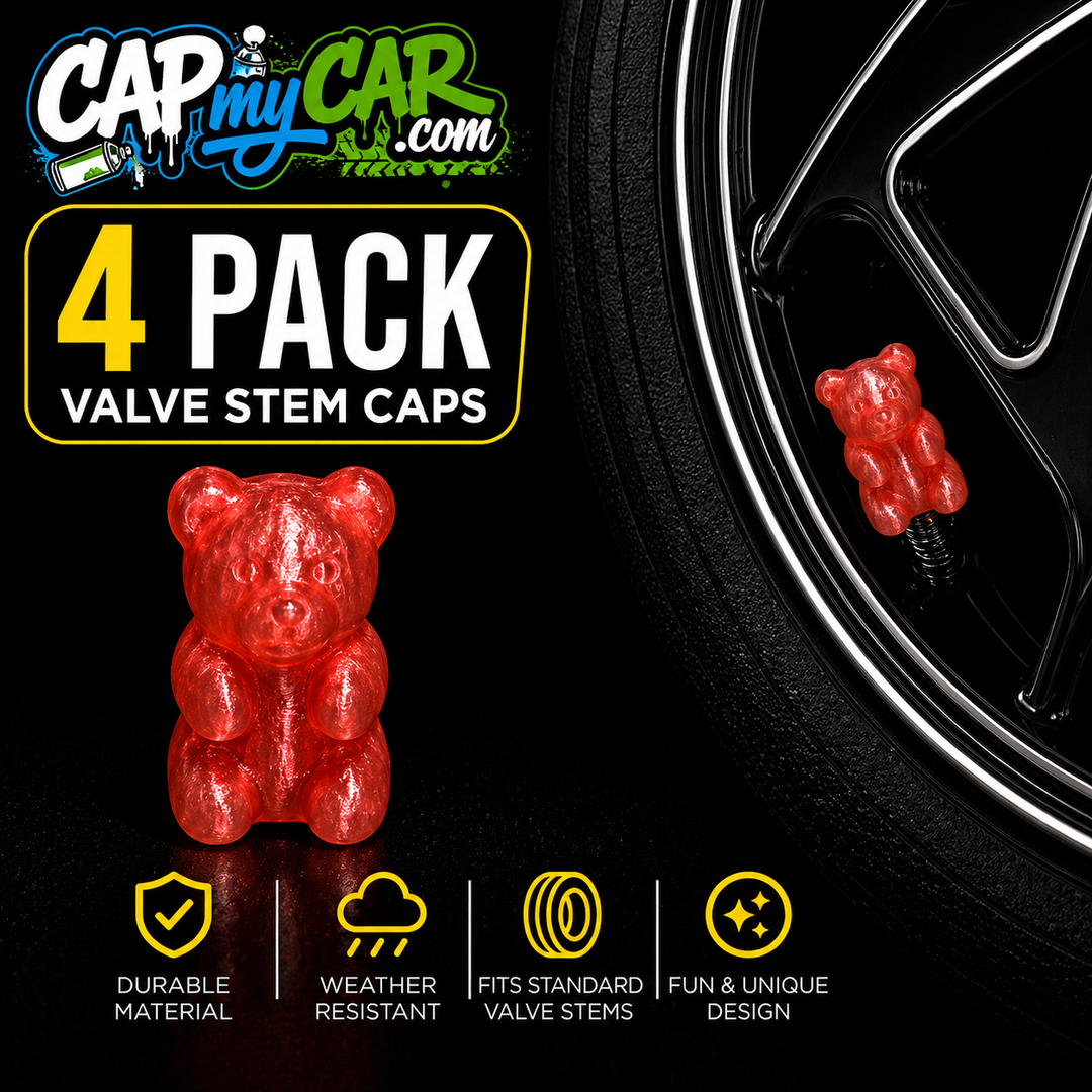 Gummy Bear Valve Stem Caps (4 Pack) – Cute Candy Tire Valve Covers for Cars, Trucks &amp; Bikes | CapMyCar