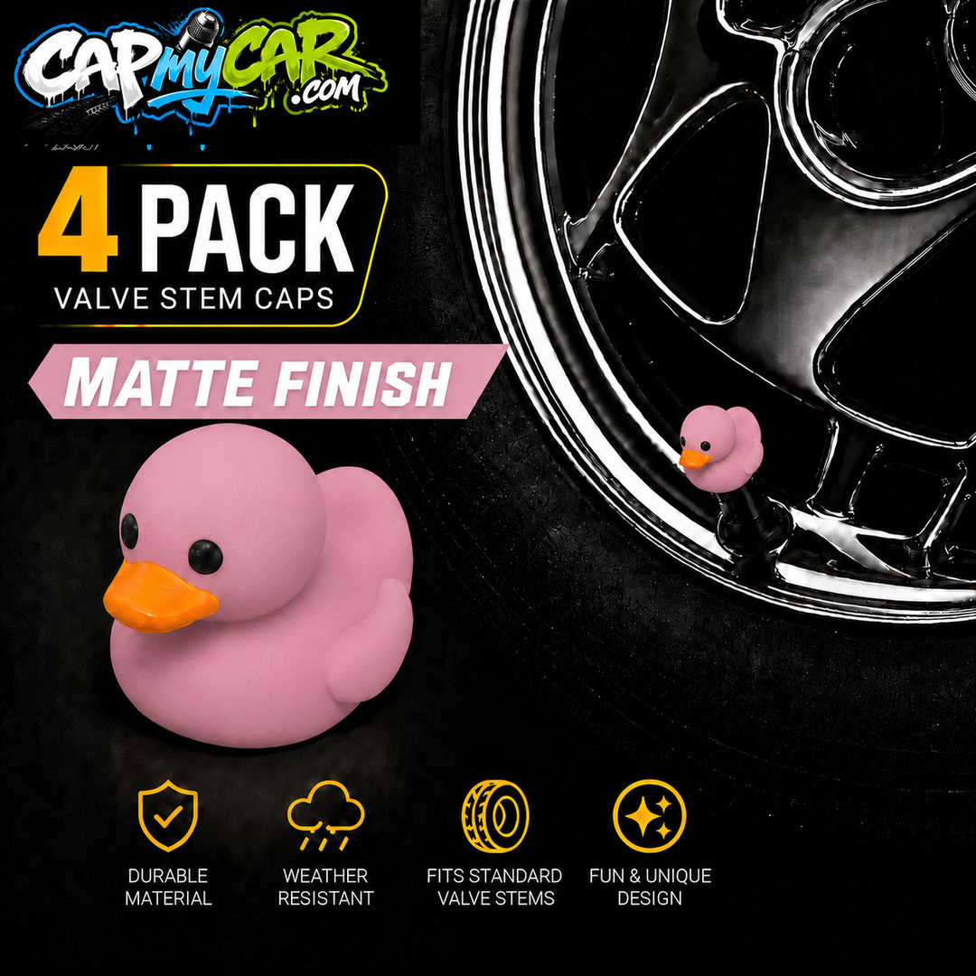 Duck Valve Stem Caps – Matte Finish Rubber Duck Tire Caps (4 Pack)