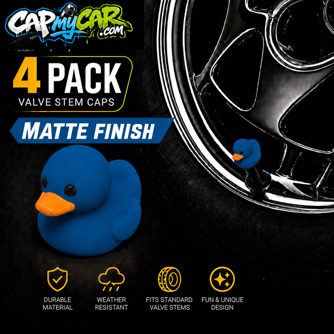 Duck Valve Stem Caps – Matte Finish Rubber Duck Tire Caps (4 Pack)