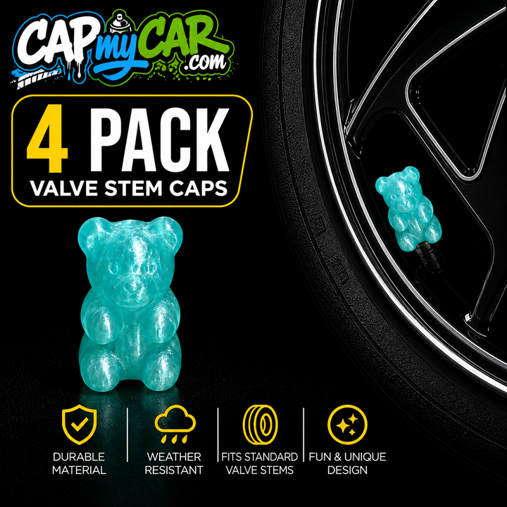 Gummy Bear Valve Stem Caps (4 Pack) – Cute Candy Tire Valve Covers for Cars, Trucks &amp; Bikes | CapMyCar