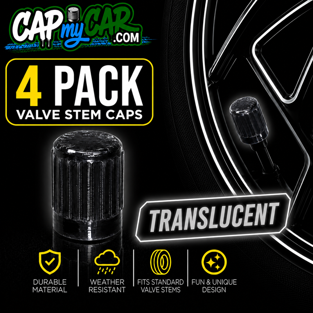 Translucent Tire Valve Stem Caps – Clear Colored 4 Pack | Cap My Car
