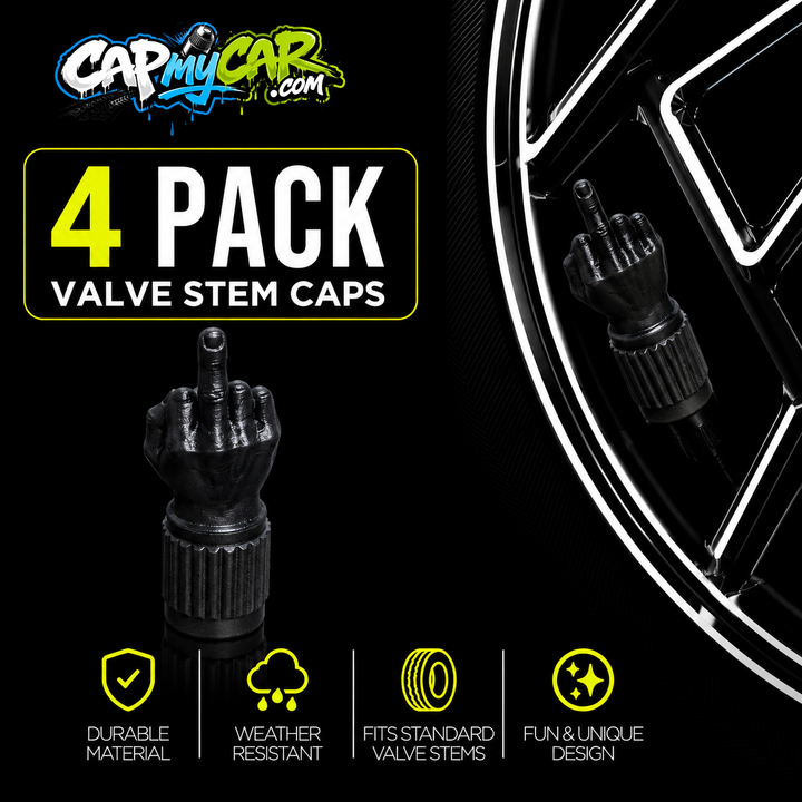 Middle Finger Novelty Valve Stem Caps 4 Pack