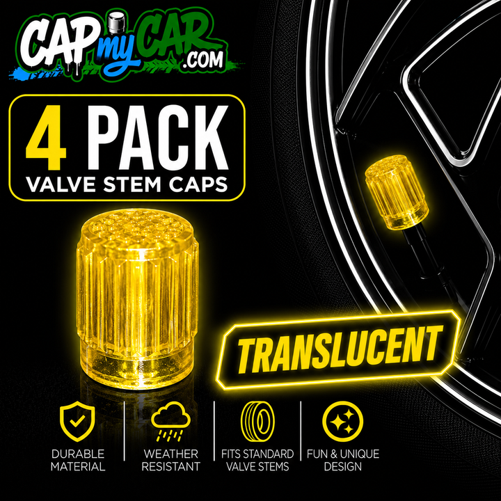 Translucent Tire Valve Stem Caps – Clear Colored 4 Pack | Cap My Car