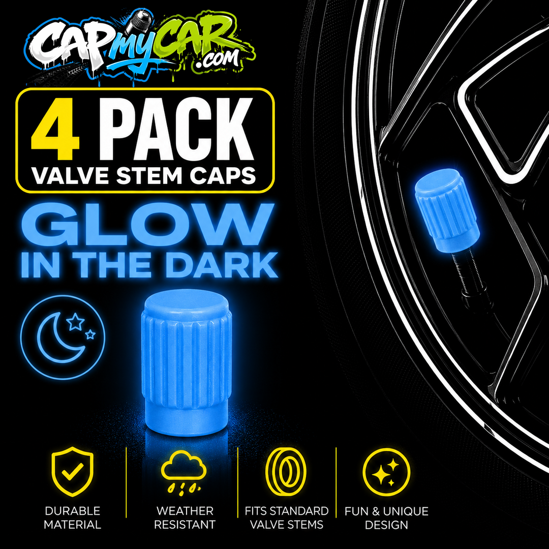 Glow in the Dark Valve Stem Caps – Neon 4 Pack