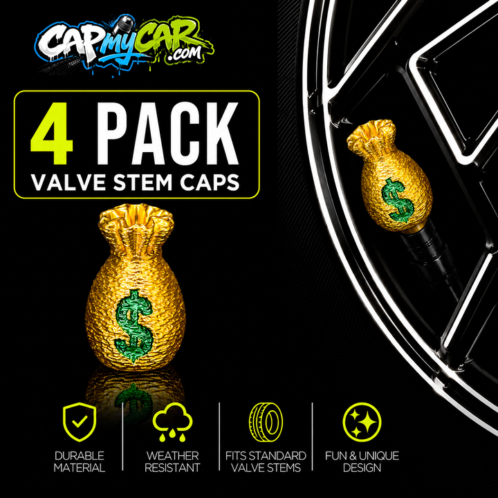 Money Bag Valve Stem Caps (4 Pack)
