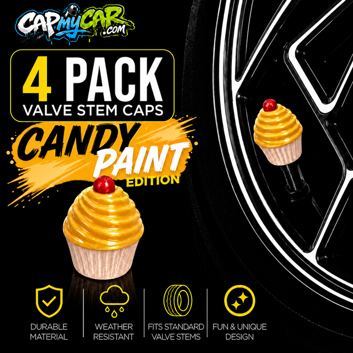 Candy Paint Cupcake Valve Stem Caps (4 Pack)