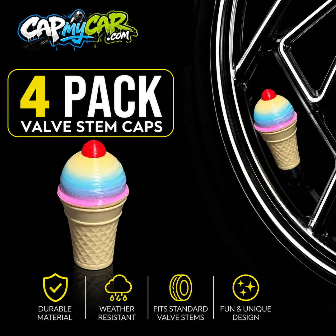 Ice Cream Cone Valve Stem Caps (4 Pack)