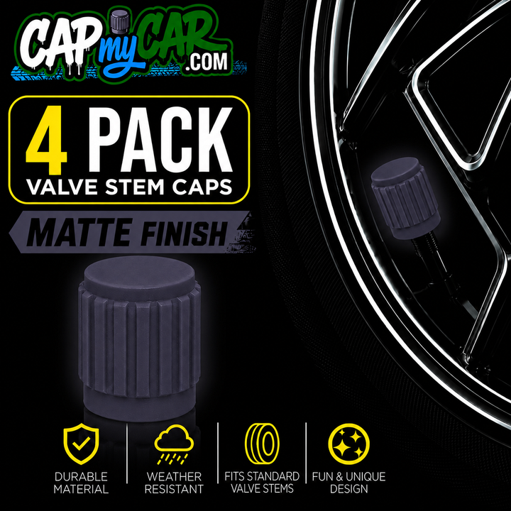 Matte Tire Valve Stem Caps (4 Pack) – Custom Matte Valve Covers for Cars, Trucks &amp; Bikes | Cap My Car