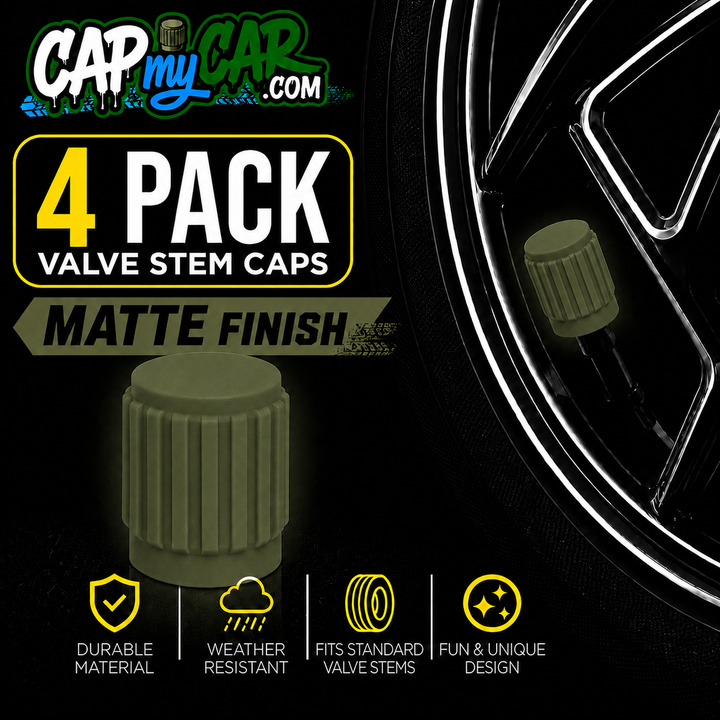 Matte Tire Valve Stem Caps (4 Pack) – Custom Matte Valve Covers for Cars, Trucks &amp; Bikes | Cap My Car