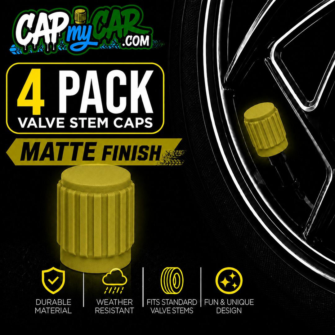 Matte Tire Valve Stem Caps (4 Pack) – Custom Matte Valve Covers for Cars, Trucks &amp; Bikes | Cap My Car