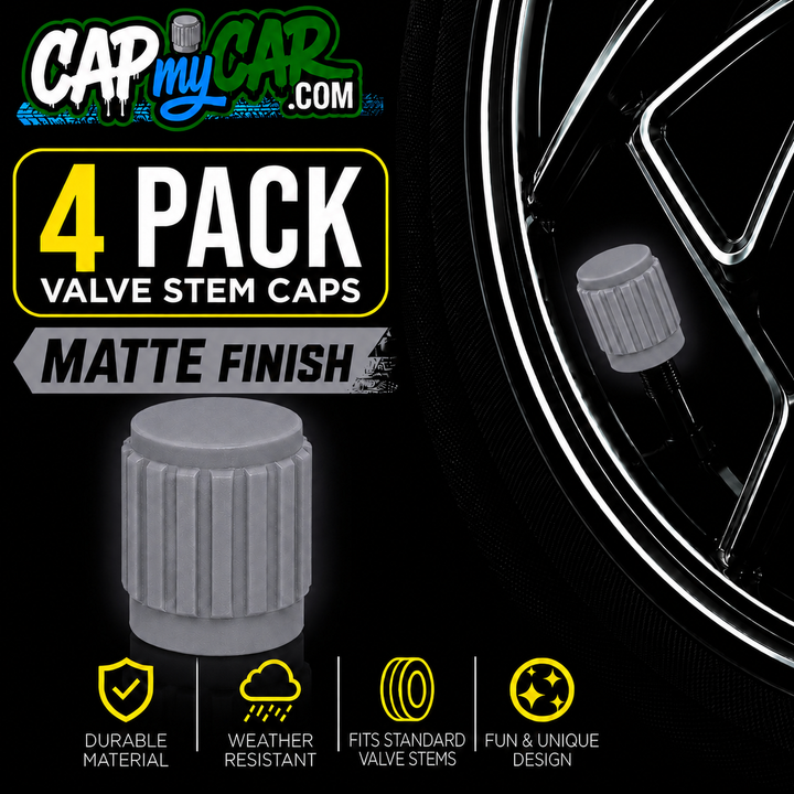 Matte Tire Valve Stem Caps (4 Pack) – Custom Matte Valve Covers for Cars, Trucks &amp; Bikes | Cap My Car