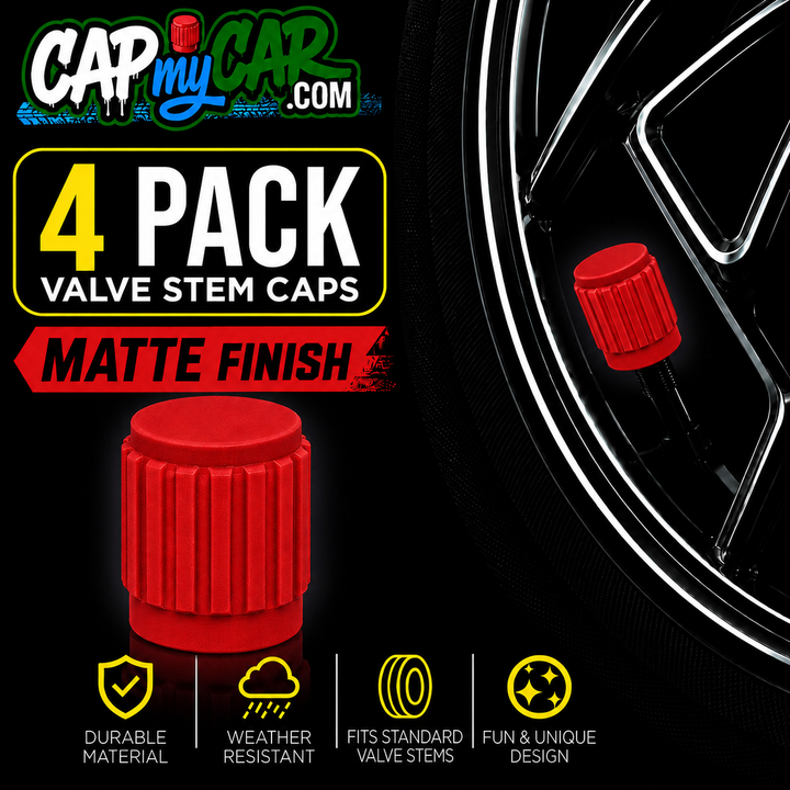 Matte Tire Valve Stem Caps (4 Pack) – Custom Matte Valve Covers for Cars, Trucks &amp; Bikes | Cap My Car