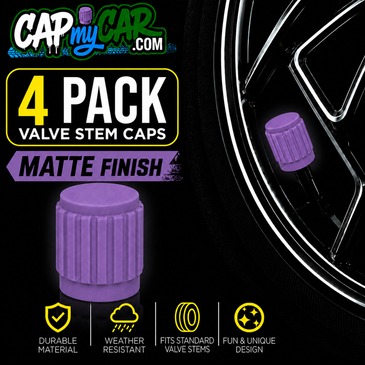 Matte Tire Valve Stem Caps (4 Pack) – Custom Matte Valve Covers for Cars, Trucks &amp; Bikes | Cap My Car
