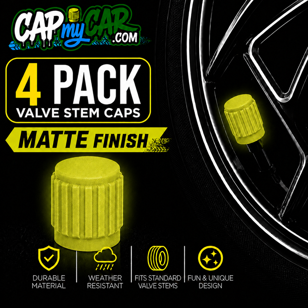 Matte Tire Valve Stem Caps (4 Pack) – Custom Matte Valve Covers for Cars, Trucks &amp; Bikes | Cap My Car