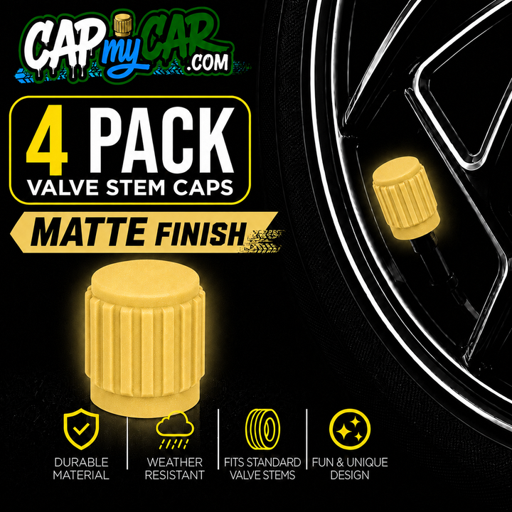 Matte Tire Valve Stem Caps (4 Pack) – Custom Matte Valve Covers for Cars, Trucks &amp; Bikes | Cap My Car