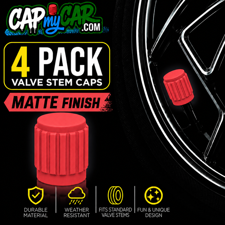 Matte Tire Valve Stem Caps (4 Pack) – Custom Matte Valve Covers for Cars, Trucks &amp; Bikes | Cap My Car
