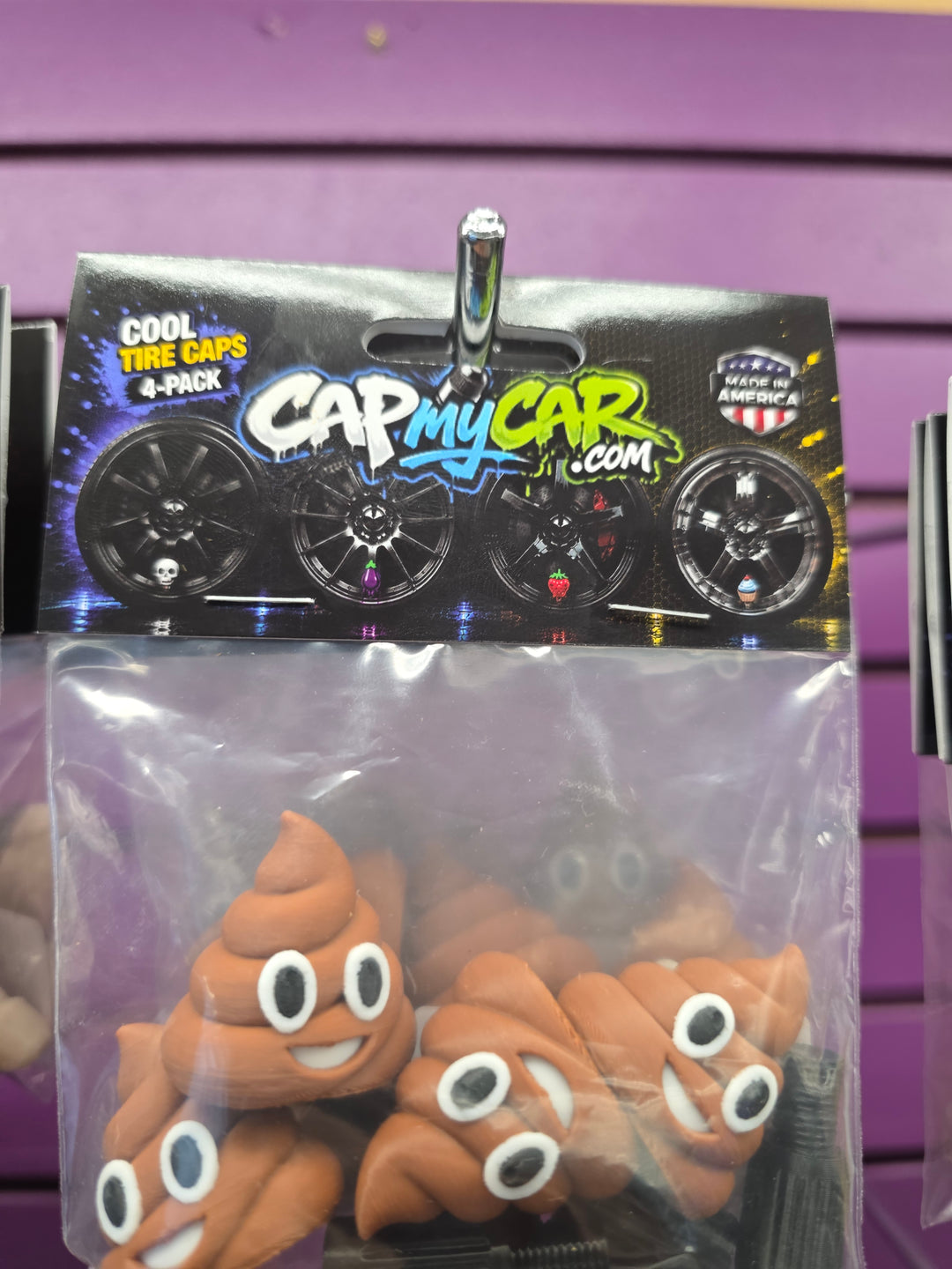 Poop Emoji Tire Valve Caps