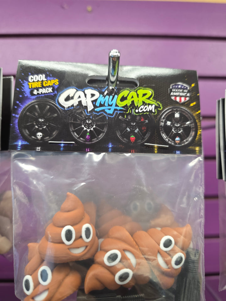 Poop Emoji Tire Valve Caps