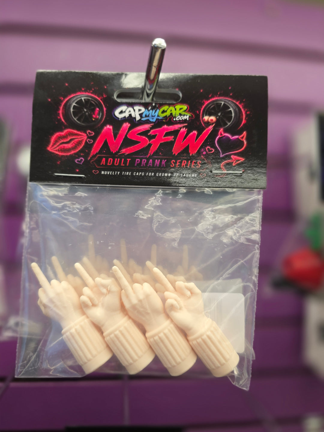 Middle Finger Novelty Valve Stem Caps 4 Pack