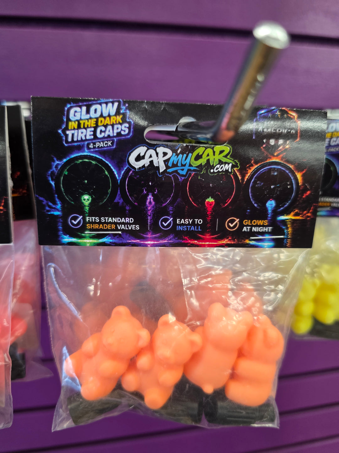 Glow in the Dark Gummy Bear Tire Valve Caps