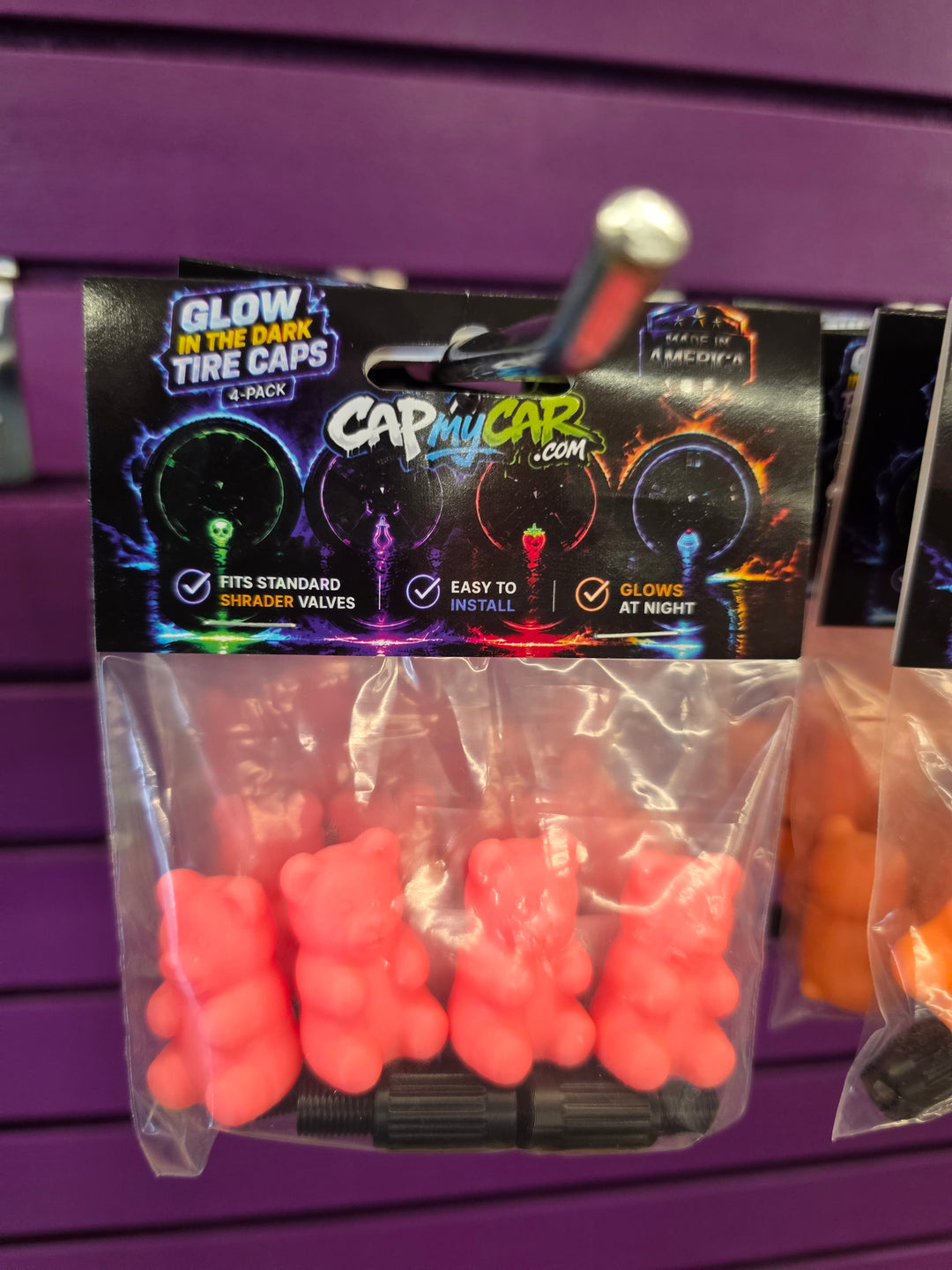Glow in the Dark Gummy Bear Tire Valve Caps